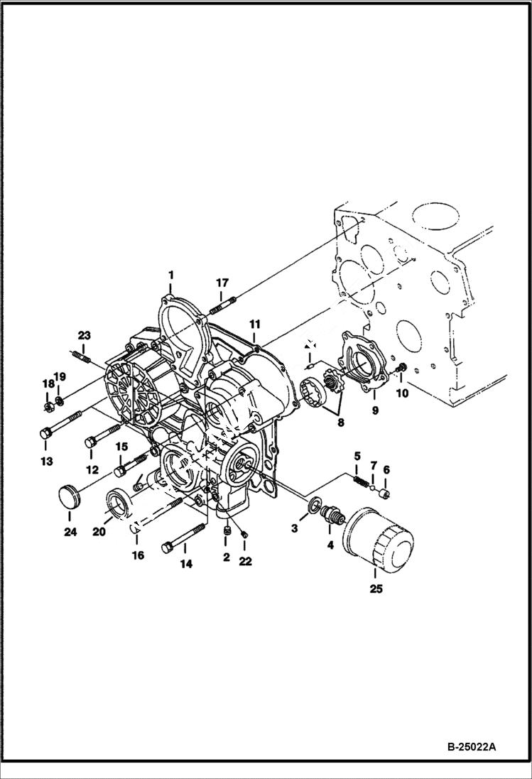 Схема запчастей Bobcat 400s - GEAR CASE (Kubota - D1005-E3B-BC-3)(Tier IV Replacement) REPLACEMENT ENGINE