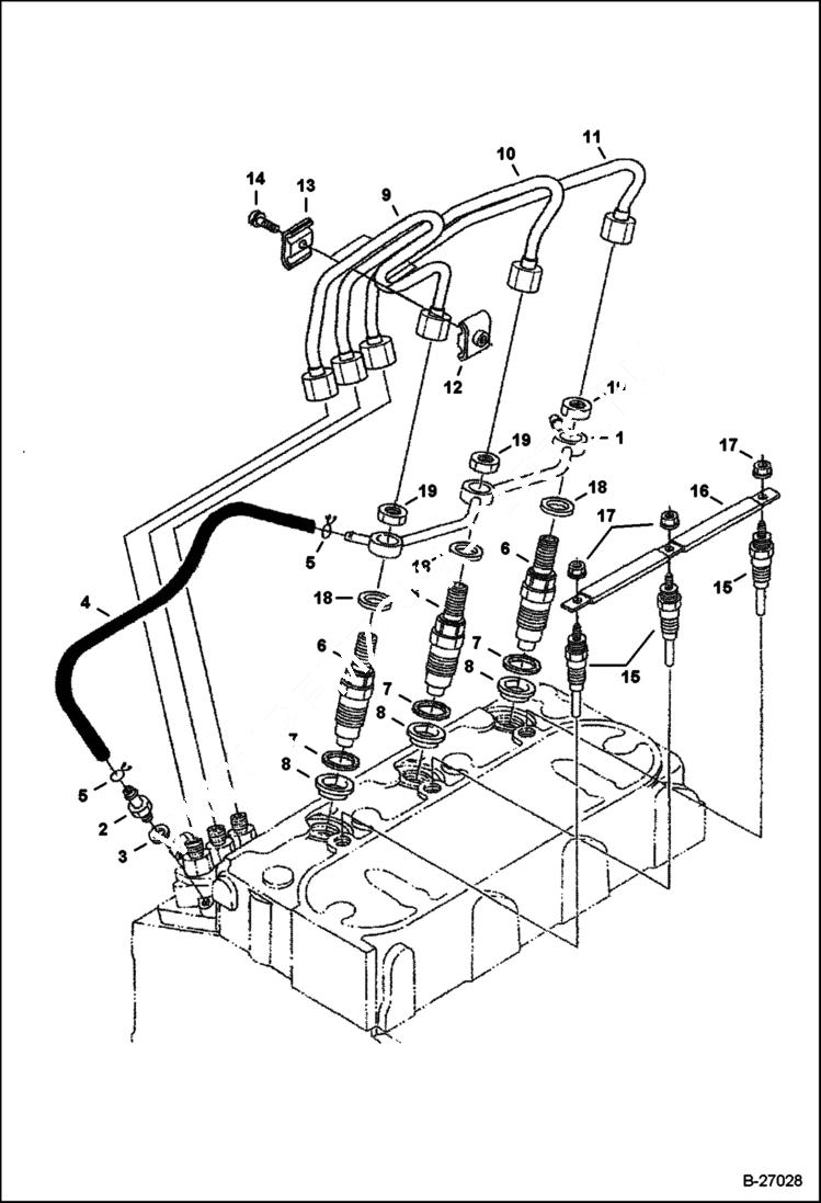 Схема запчастей Bobcat S-Series - INJECTOR NOZZLES POWER UNIT