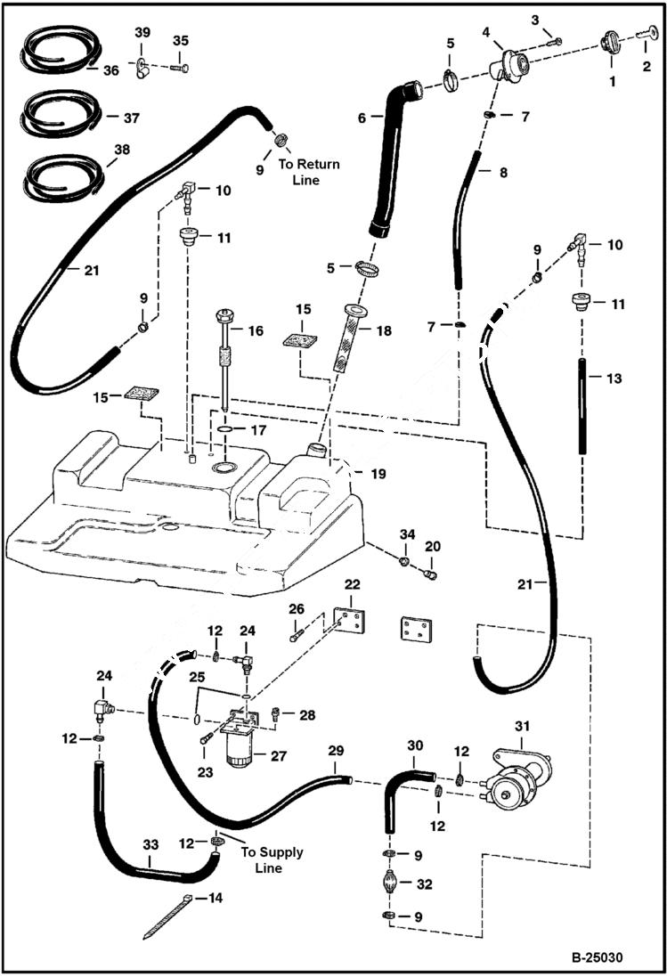 Схема запчастей Bobcat 800s - FUEL SYSTEM MAIN FRAME