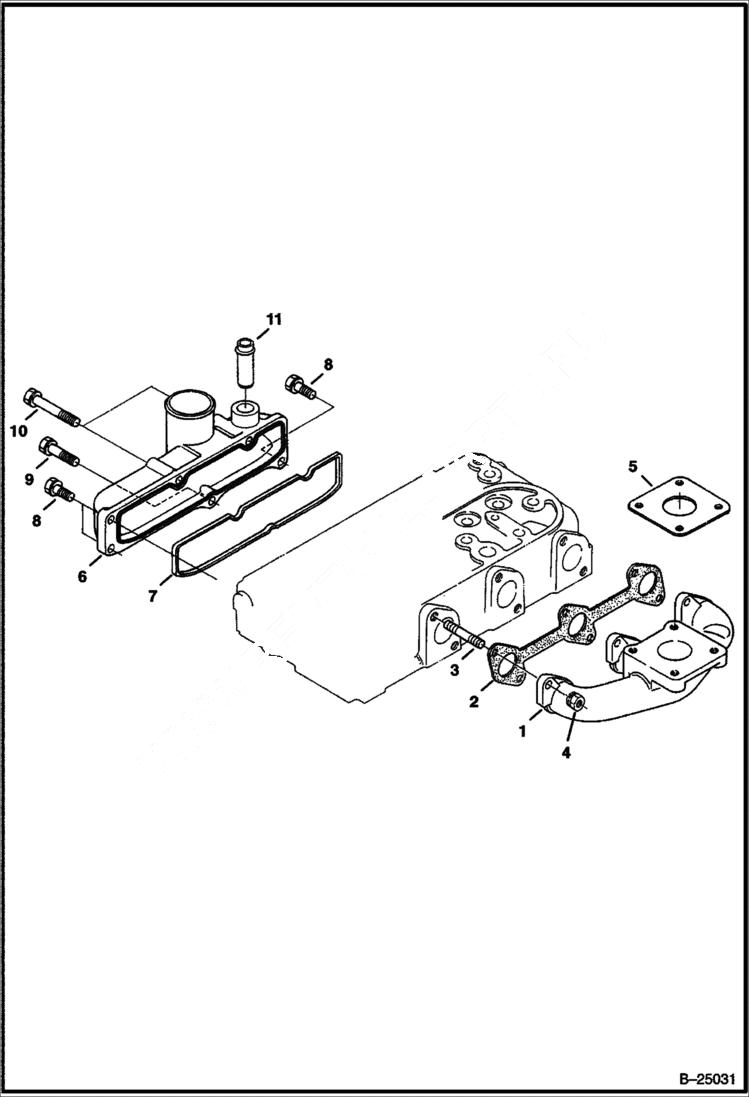 Схема запчастей Bobcat S-Series - INTAKE & EXHAUST MANIFOLDS POWER UNIT