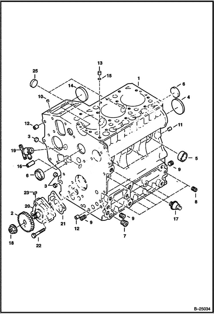 Схема запчастей Bobcat Mini Tracks Loaders - CRANKCASE (Kubota D722-E2B-BC-3) (Tier II Replacement) REPLACEMENT ENGINE