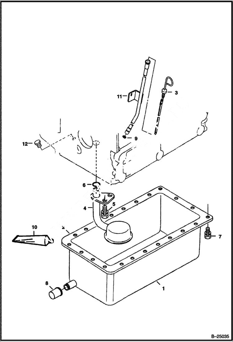 Схема запчастей Bobcat Mini Tracks Loaders - OIL PAN (Kubota D722-E2B-BC-6) (Tier II) (S/N 5287 11001 & Above, 5288 11001 & Above) POWER UNIT