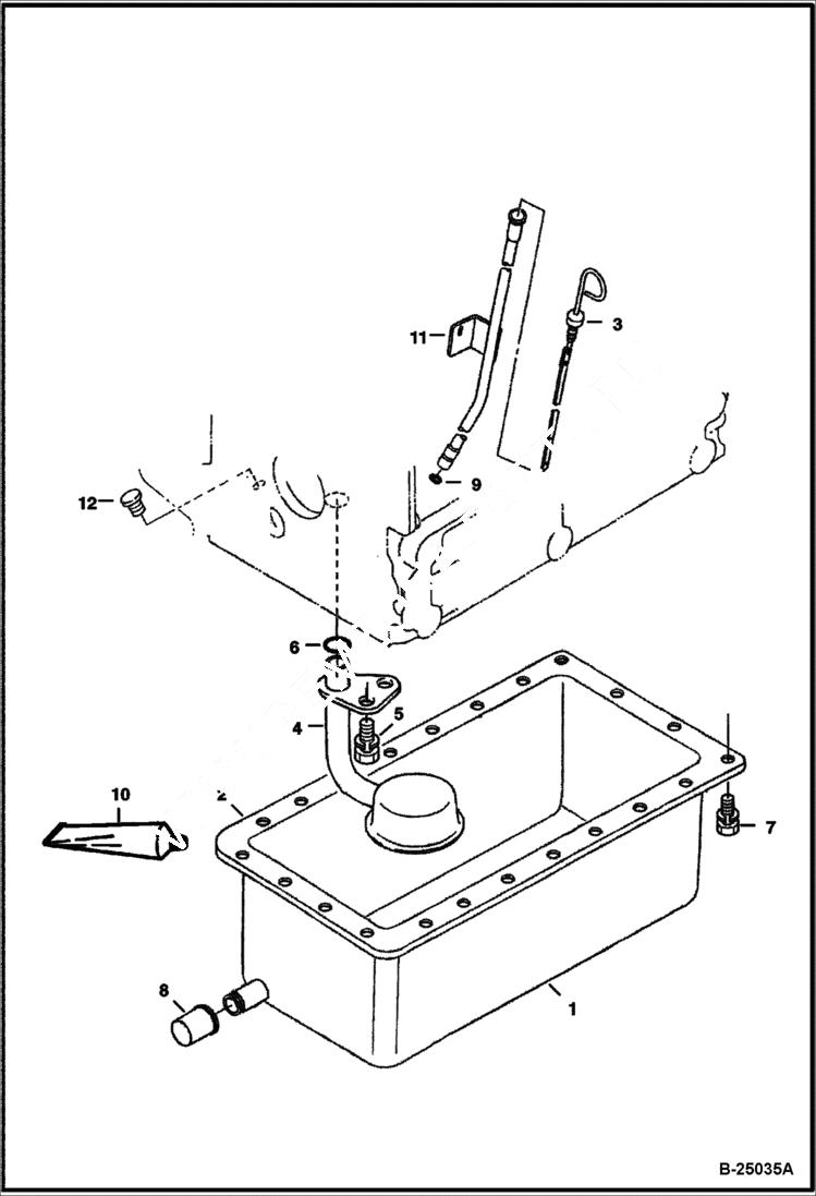 Схема запчастей Bobcat Mini Tracks Loaders - OIL PAN (Kubota - D722-E3B-BC-6)(Tier IV Replacement) REPLACEMENT ENGINE