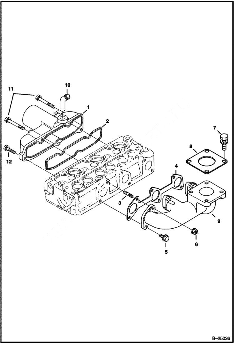 Схема запчастей Bobcat 400s - MANIFOLDS (Kubota D722-E2B-BC-1) REPLACEMENT ENGINE