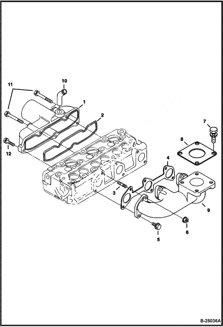 Схема запчастей Bobcat 323 - MANIFOLDS (Kubota - D722-E3B-BC-5) (Tier IV Replacement) REPLACEMENT ENGINE