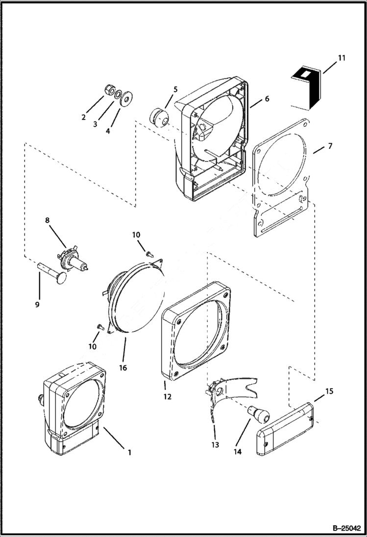 Схема запчастей Bobcat BL370 - ELECTRICAL CIRCUITRY (Front Lights) ELECTRICAL SYSTEM