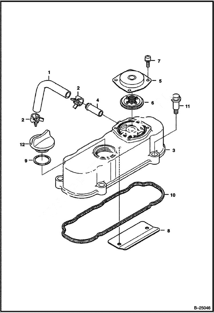 Схема запчастей Bobcat 400s - ROCKER ARM COVER (Kubota D722-E2B-BC-1) REPLACEMENT ENGINE