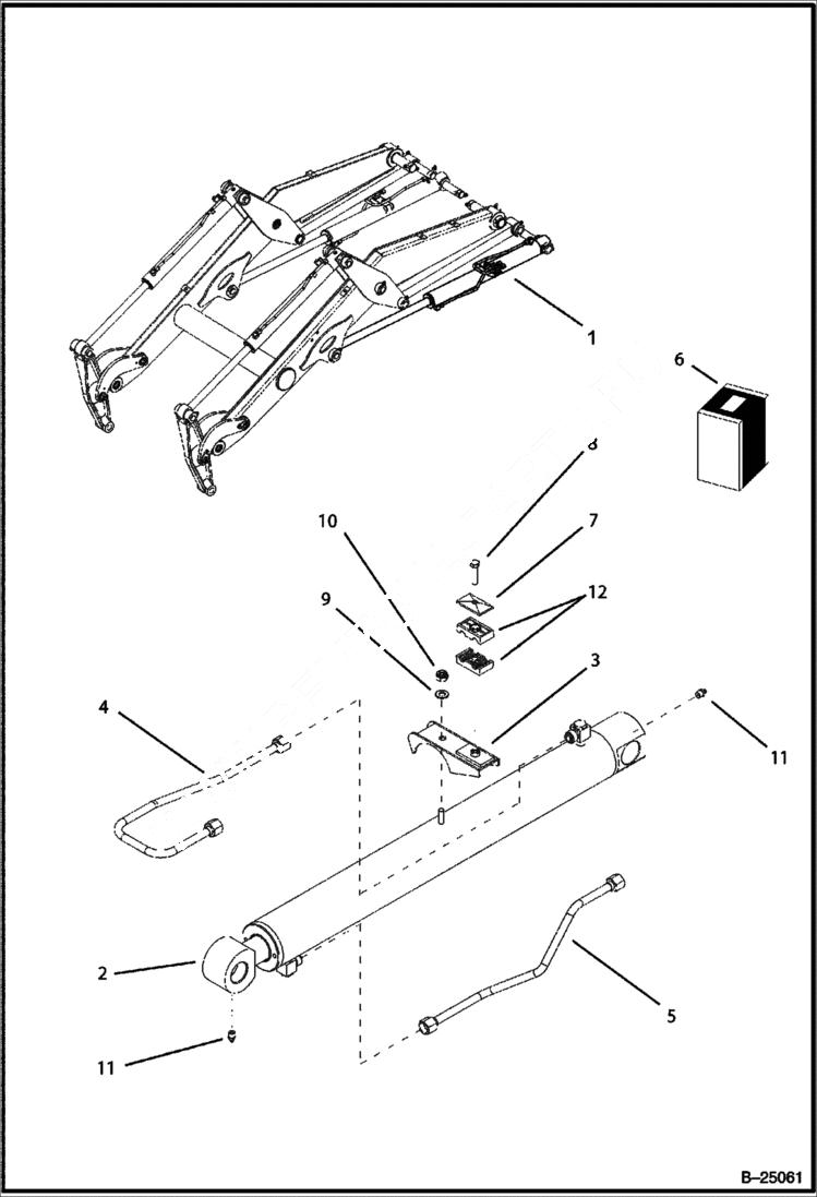 Схема запчастей Bobcat BL470 - LIFT CYLINDER (LEFT) (BL470) 5705 11012 & Above (BL475) 5719 11003 & Above HYDRAULIC SYSTEM