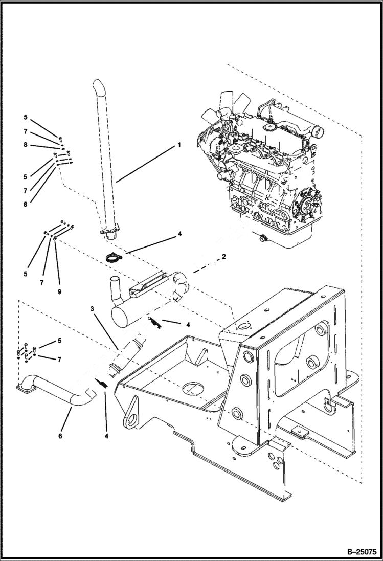 Схема запчастей Bobcat B300 - EXHAUST PIPE ASSY Tier II 5731 11001 & Above POWER UNIT