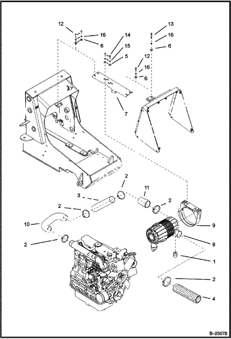 Схема запчастей Bobcat BL370 - AIR ASSY (Tier II) (S/N 5732 11001 & Above) POWER UNIT