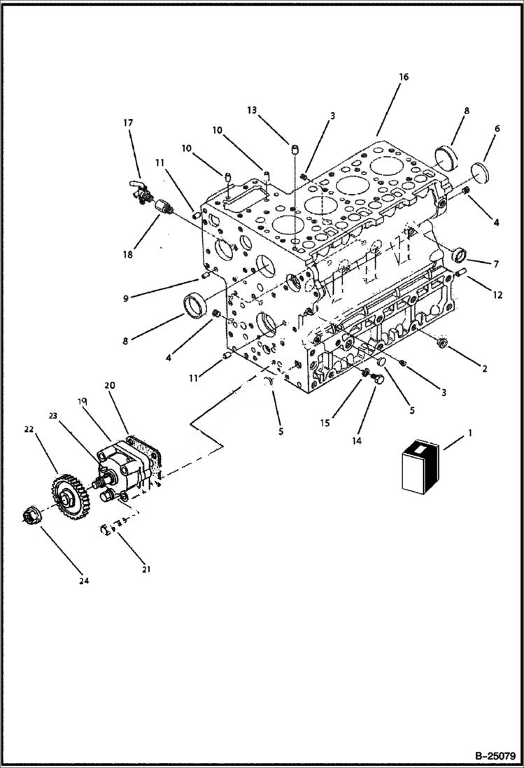 Схема запчастей Bobcat B300 - CRANKCASE Tier II 5731 11001 & Above POWER UNIT