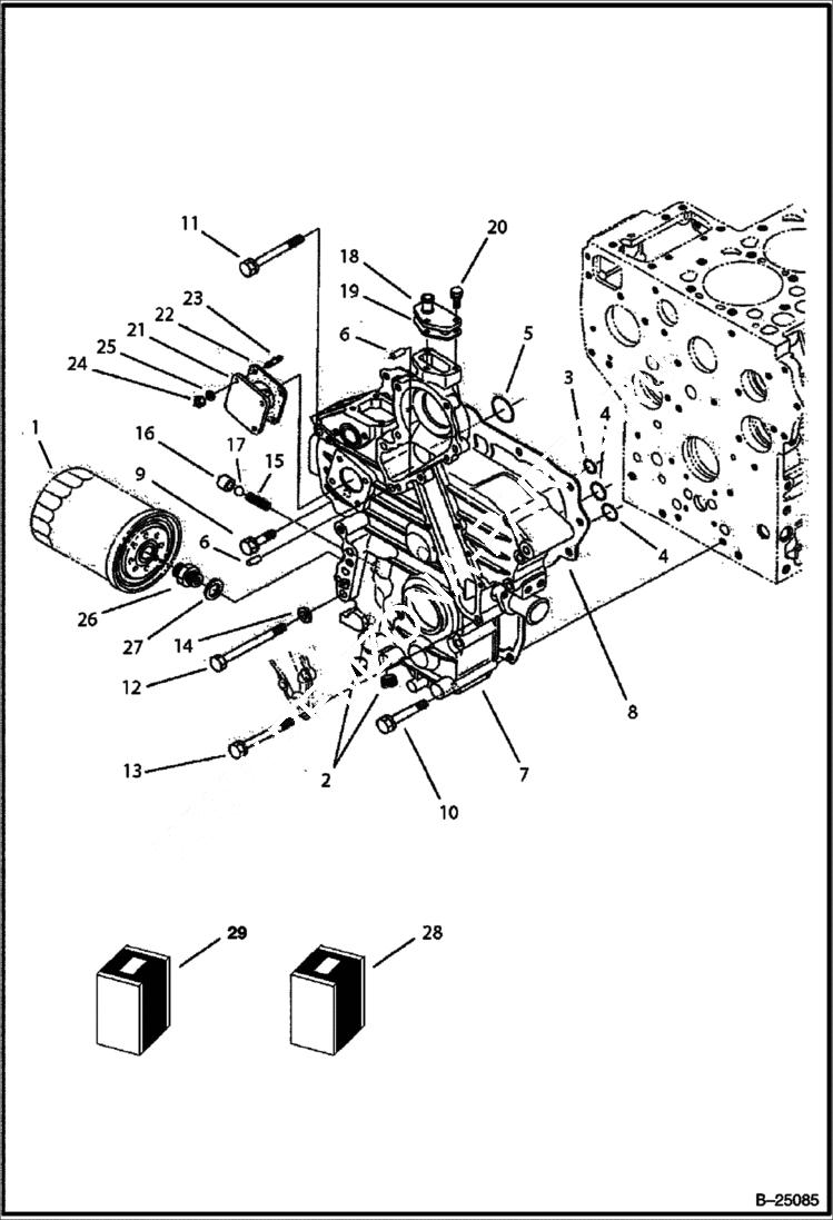 Схема запчастей Bobcat BL370 - GEAR CASE Tier II 5732 11001 & Above POWER UNIT