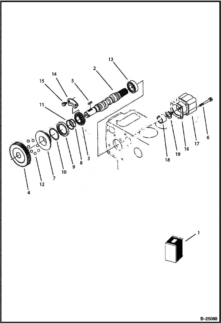 Схема запчастей Bobcat B300 - FUEL CAMSHAFT & GOVERNOR SHAFT Tier II 5731 11001 & Above POWER UNIT