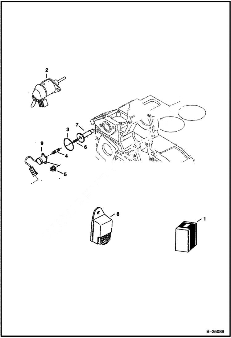 Схема запчастей Bobcat B300 - STOP SOLENOID Tier II 5731 11001 & Above POWER UNIT