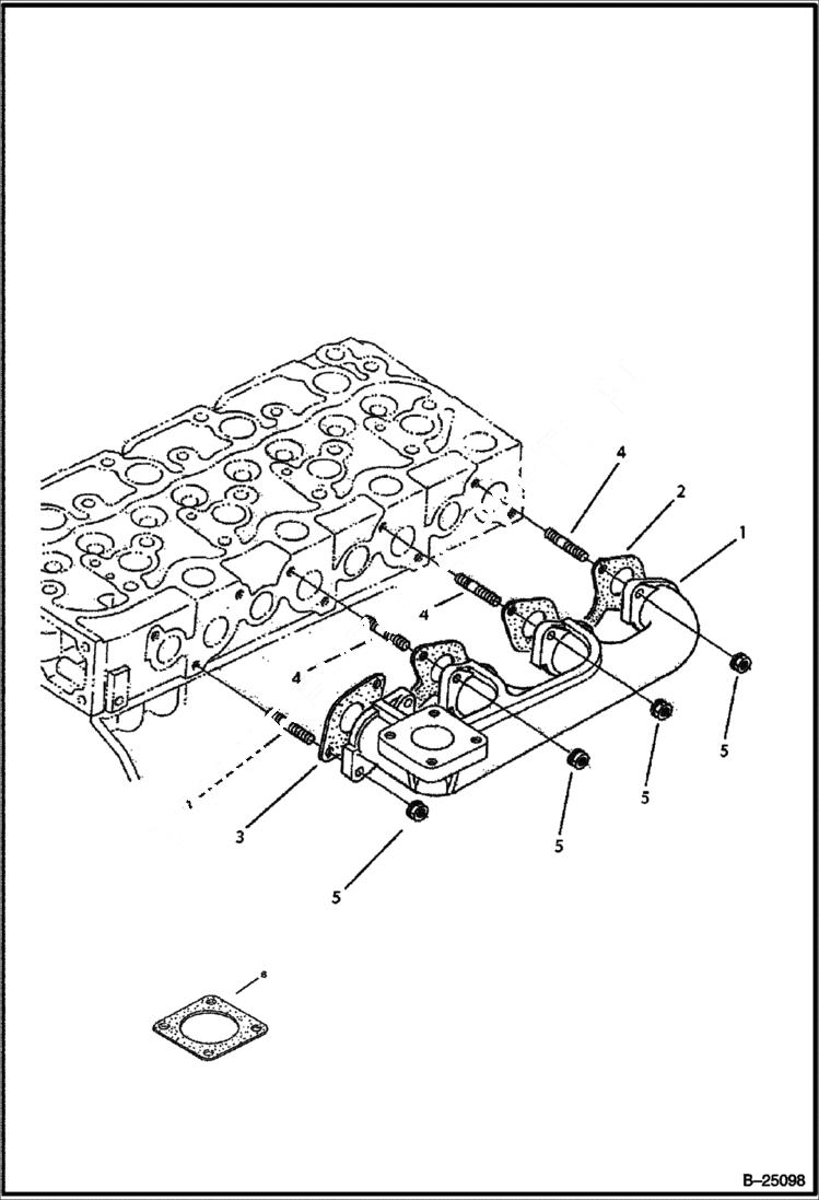 Схема запчастей Bobcat B300 - EXHAUST MANIFOLD Tier II 5731 11001 & Above POWER UNIT