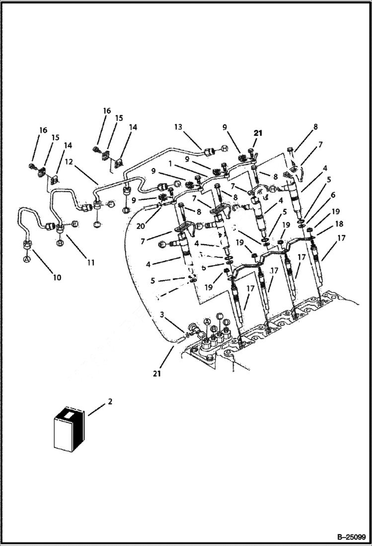 Схема запчастей Bobcat B300 - NOZZLE HOLDER & GLOW PLUG Tier II 5731 11001 & Above POWER UNIT