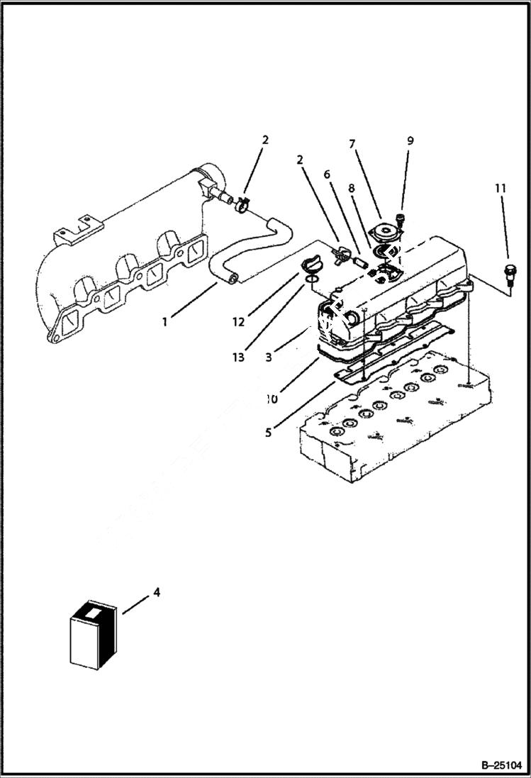 Схема запчастей Bobcat BL370 - HEAD COVER (Tier II) (S/N 5732 11001 & Above) POWER UNIT