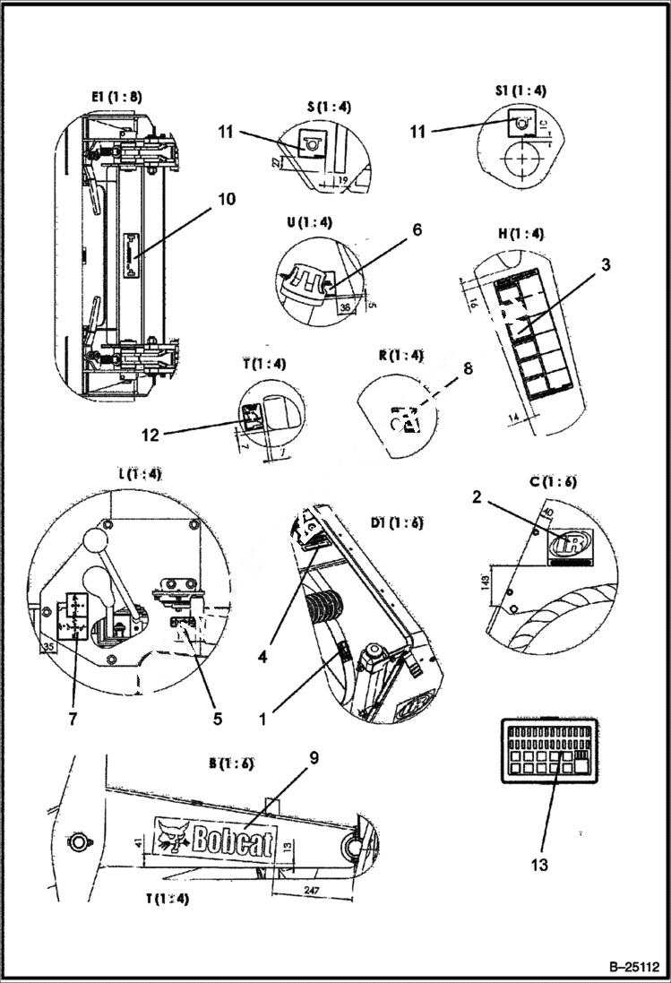 Схема запчастей Bobcat BL370 - DECALS (Tier II) (S/N 5732 11001 & Above) POWER UNIT