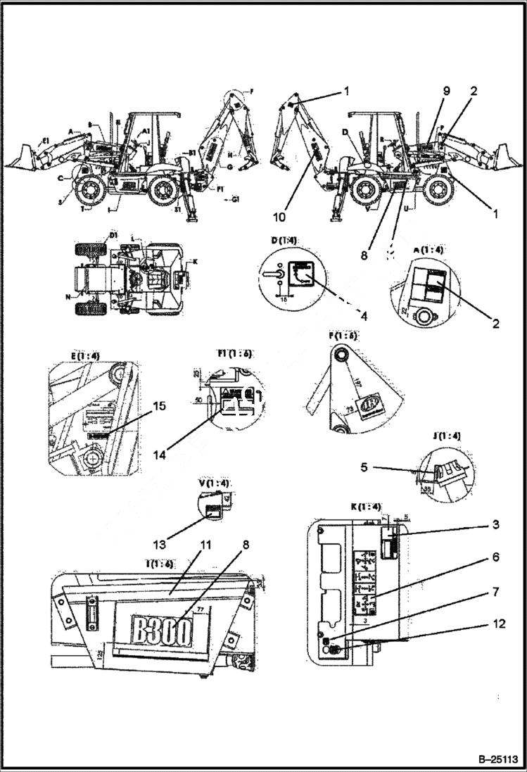 Схема запчастей Bobcat BL370 - DECALS (Tier II) (S/N 5732 11001 & Above) POWER UNIT