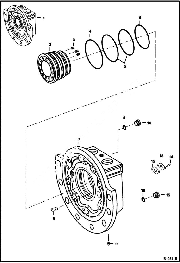 Схема запчастей Bobcat T-Series - HYDROSTATIC MOTOR (Rotor Group & Rear Housing) HYDROSTATIC SYSTEM