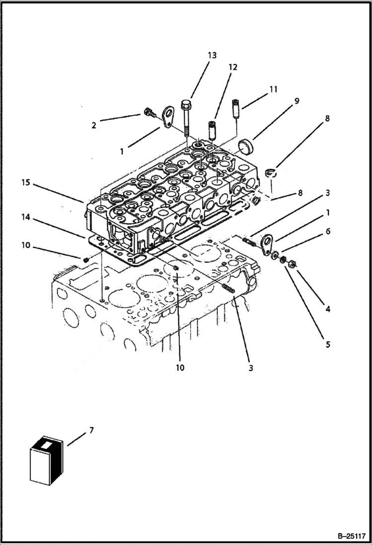 Схема запчастей Bobcat BL370 - CYLINDER HEAD (Tier II) (S/N 5732 11001 & Above) POWER UNIT