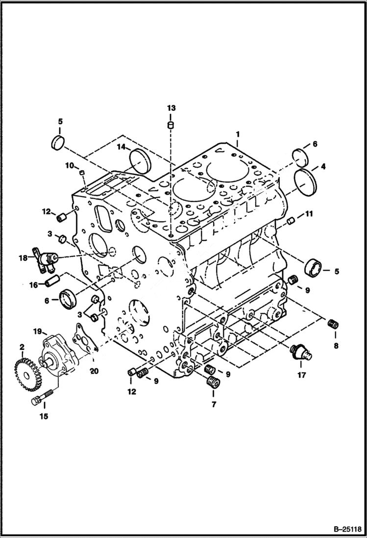 Схема запчастей Bobcat 323 - CRANKCASE (Kubota D722-E2B-BC-5) (S/N 562411001 & Abv) POWER UNIT