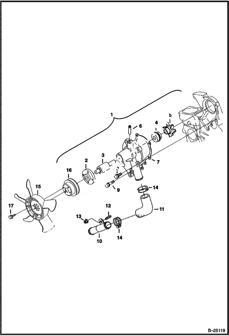 Схема запчастей Bobcat 320 - WATER PUMP (Kubota D722-E2B-BC-1) REPLACEMENT ENGINE