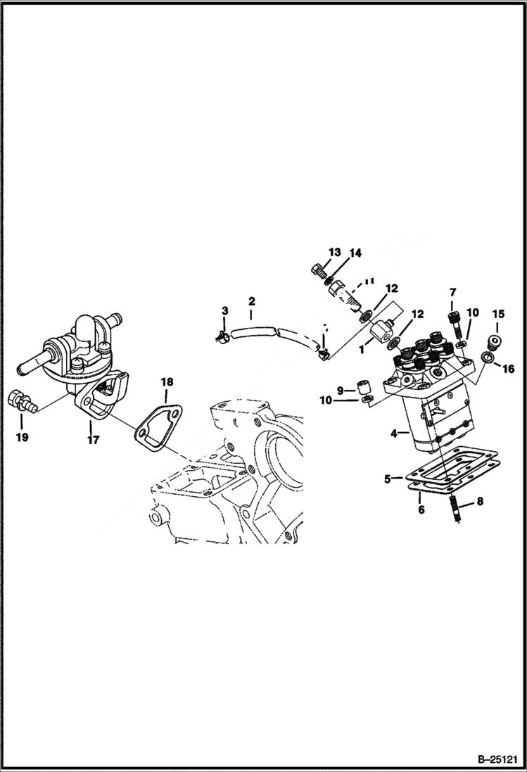 Схема запчастей Bobcat 320 - FUEL & INJECTION PUMP (Kubota D722-E2B-BC-1) REPLACEMENT ENGINE