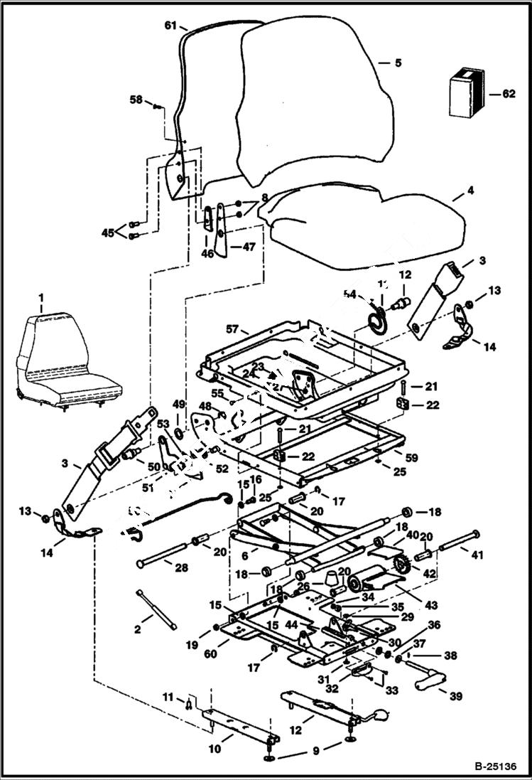 Схема запчастей Bobcat A-Series - SEAT (Suspension - Sears) MAIN FRAME