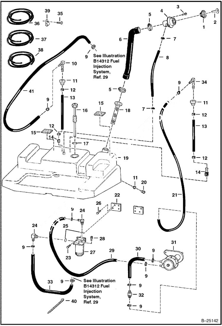 Схема запчастей Bobcat 800s - FUEL SYSTEM MAIN FRAME