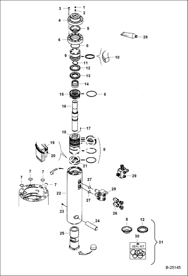 Схема запчастей Bobcat BREAKERS - BREAKER (Internal Parts) (HB880) (Use on 325, 328, 329, 331, 331E, 334, 425, 430) Экскаваторы