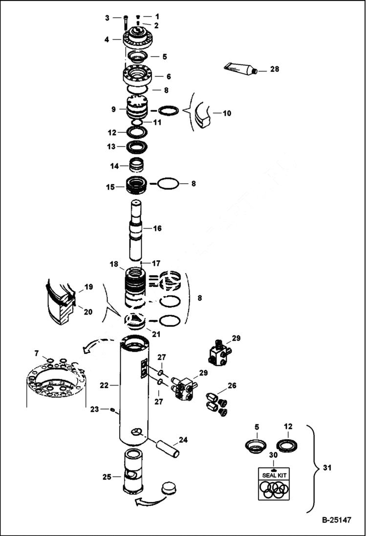 Схема запчастей Bobcat BREAKERS - BREAKER (Internal Parts) (HB980) )(Use on 329, 331 ,331E, 334, 335, 337, 341, 430, 435) Экскаваторы