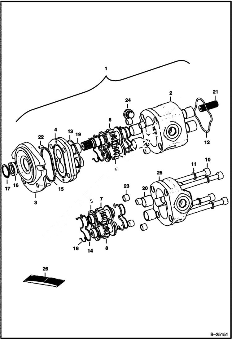 Схема запчастей Bobcat Mini Tracks Loaders - GEAR PUMP (S/N 5206 11906 & Abv, 5224 11089 & Abv) HYDRAULIC SYSTEM