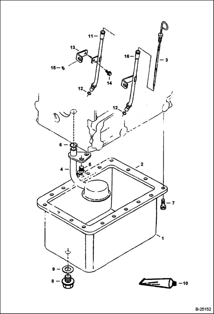 Схема запчастей Bobcat Mini Tracks Loaders - OIL PAN (Kubota D722-EB-BC-4) (Tier I) (S/N 5236 11001 & Above, 5237 11001 & Above) POWER UNIT