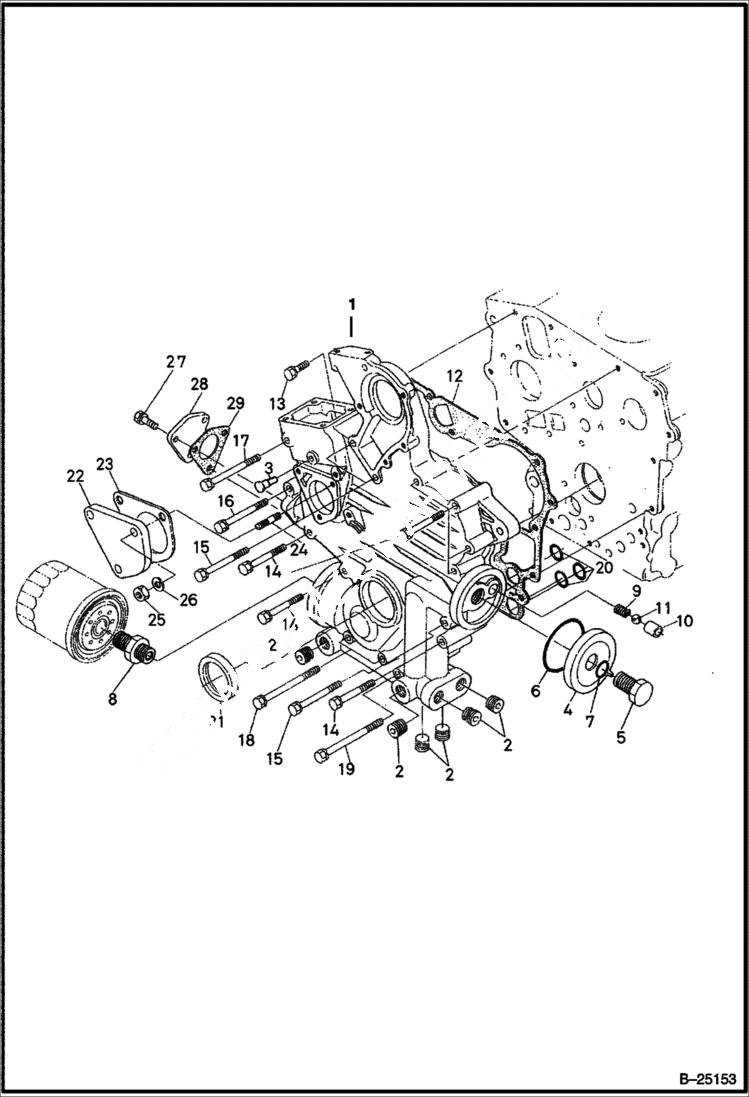 Схема запчастей Bobcat 322 - GEAR CASE (Kubota D722-E2B-BC-1) REPLACEMENT ENGINE