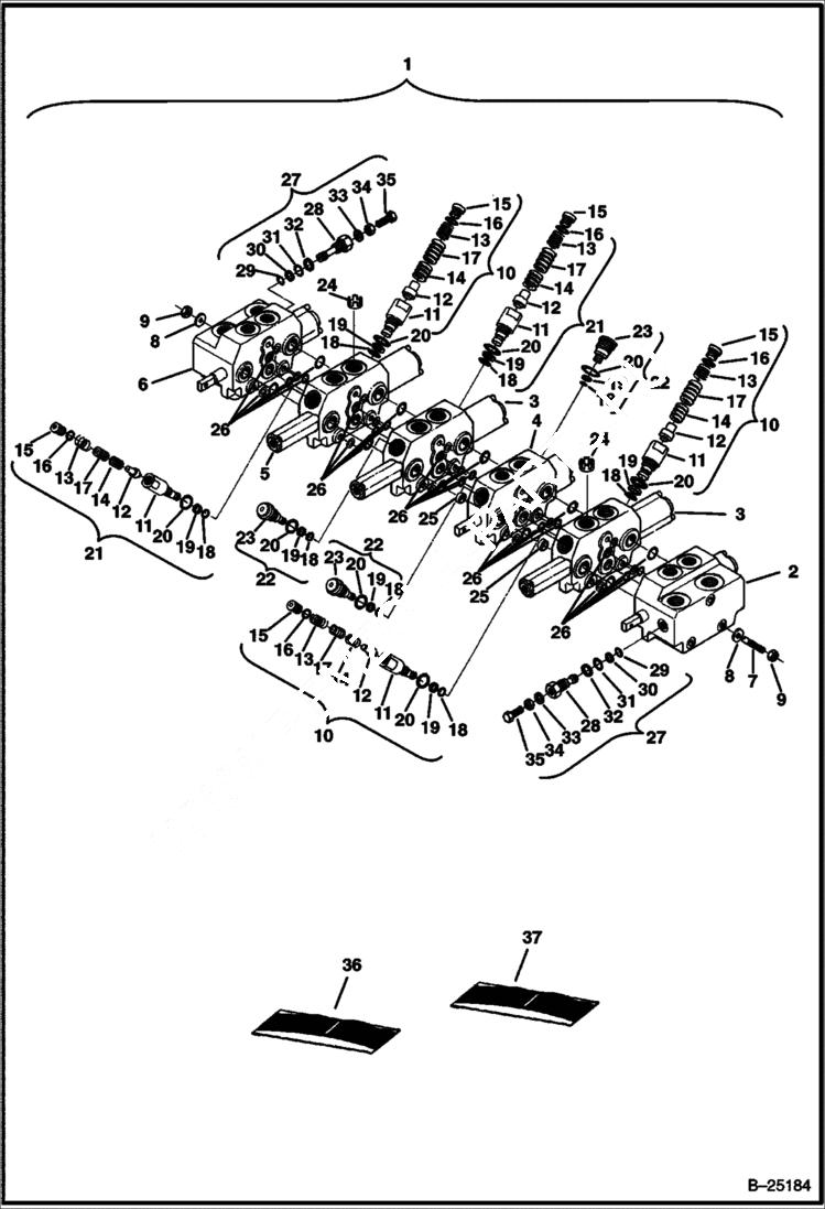 Схема запчастей Bobcat 325 - CONTROL VALVE ASSY (6-Spool) (S/N 511820001-511820519) HYDRAULIC SYSTEM