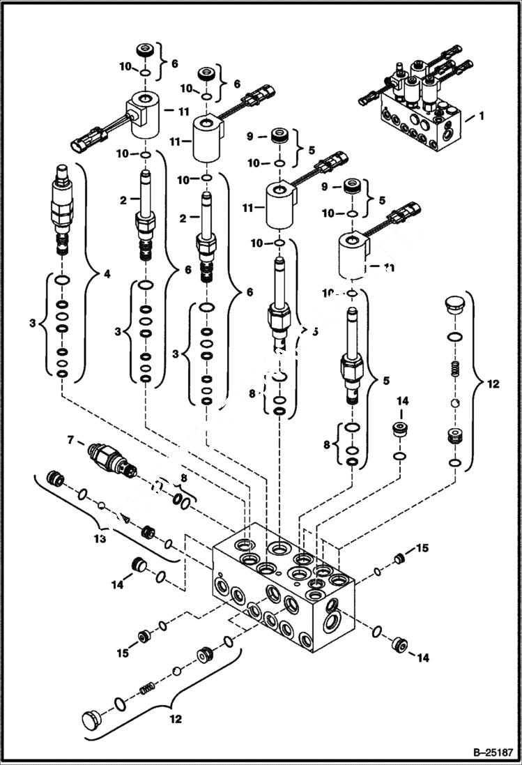 Схема запчастей Bobcat 323 - MANIFOLD (323J) HYDRAULIC SYSTEM