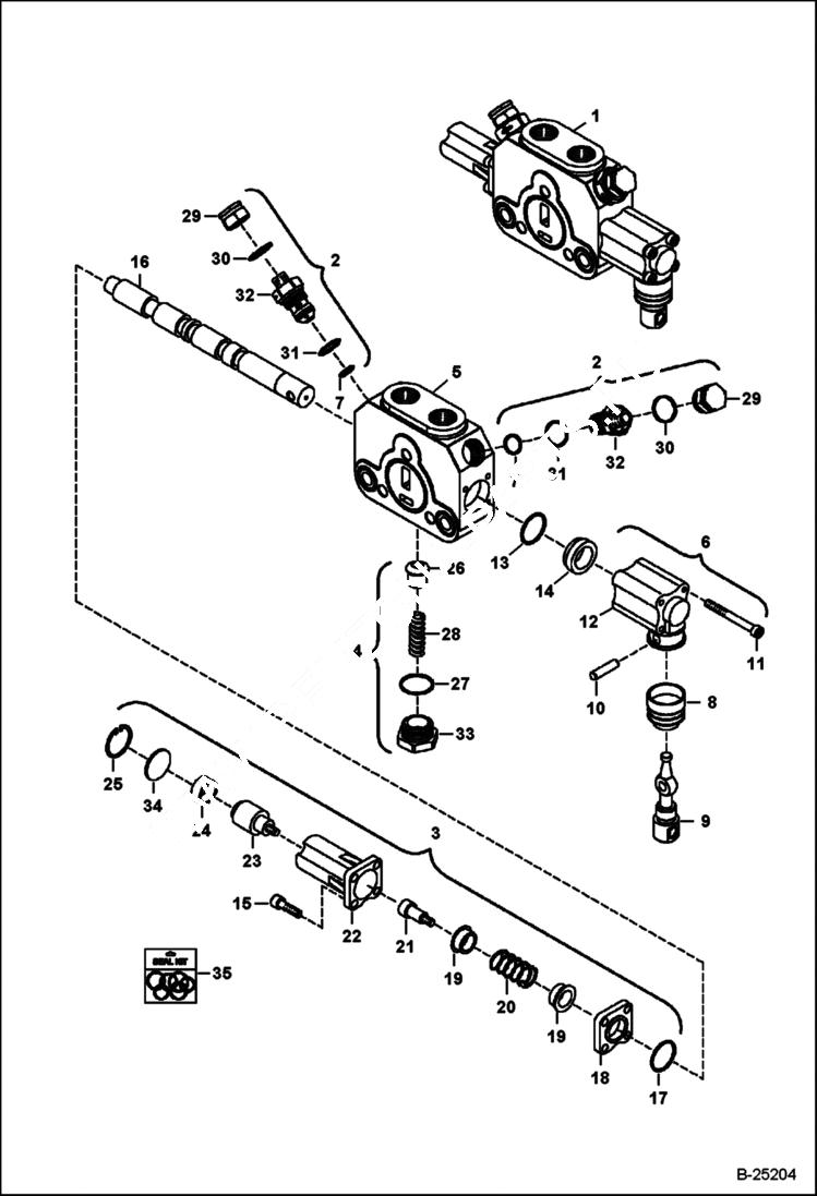 Схема запчастей Bobcat B250 - HYDRAULIC CIRCUITRY (Auxilliary Section) HYDRAULIC SYSTEM