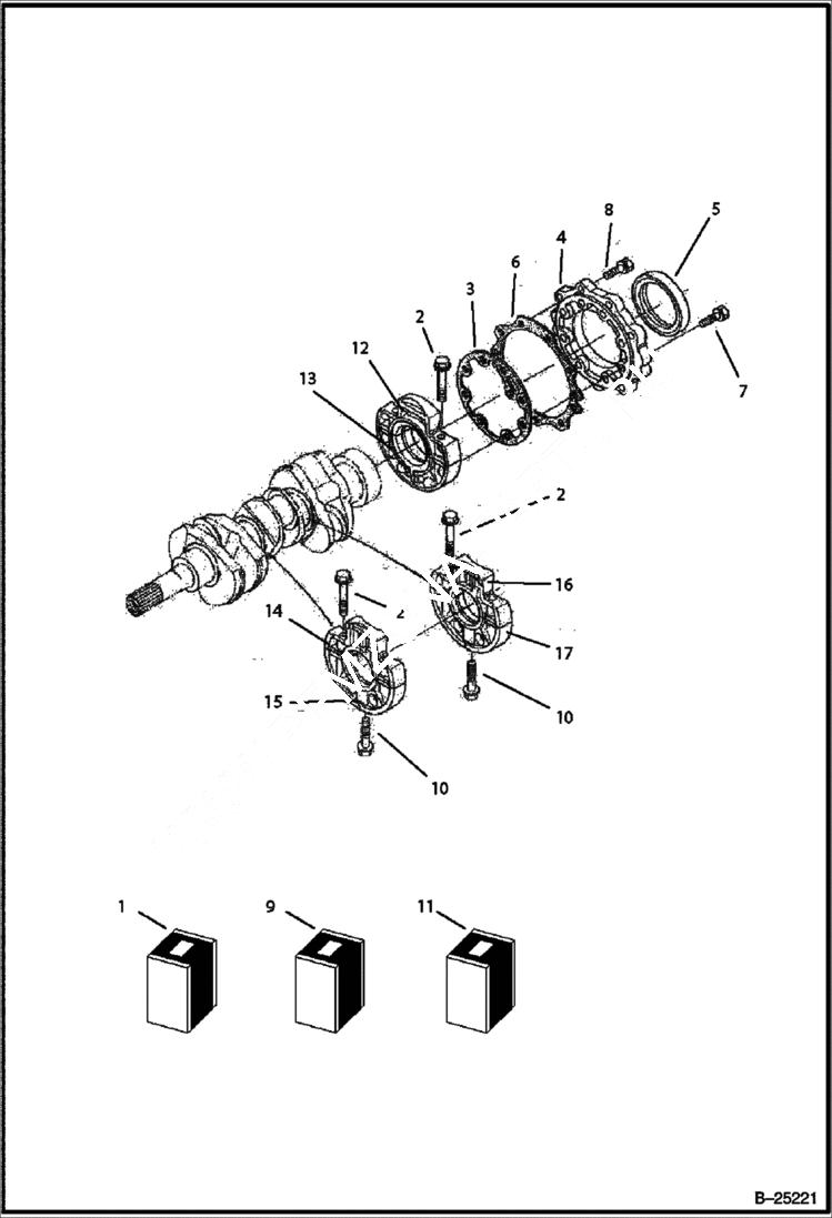 Схема запчастей Bobcat B250 - MAIN BEARING CASE Tier II 5729 11001 & Abv POWER UNIT