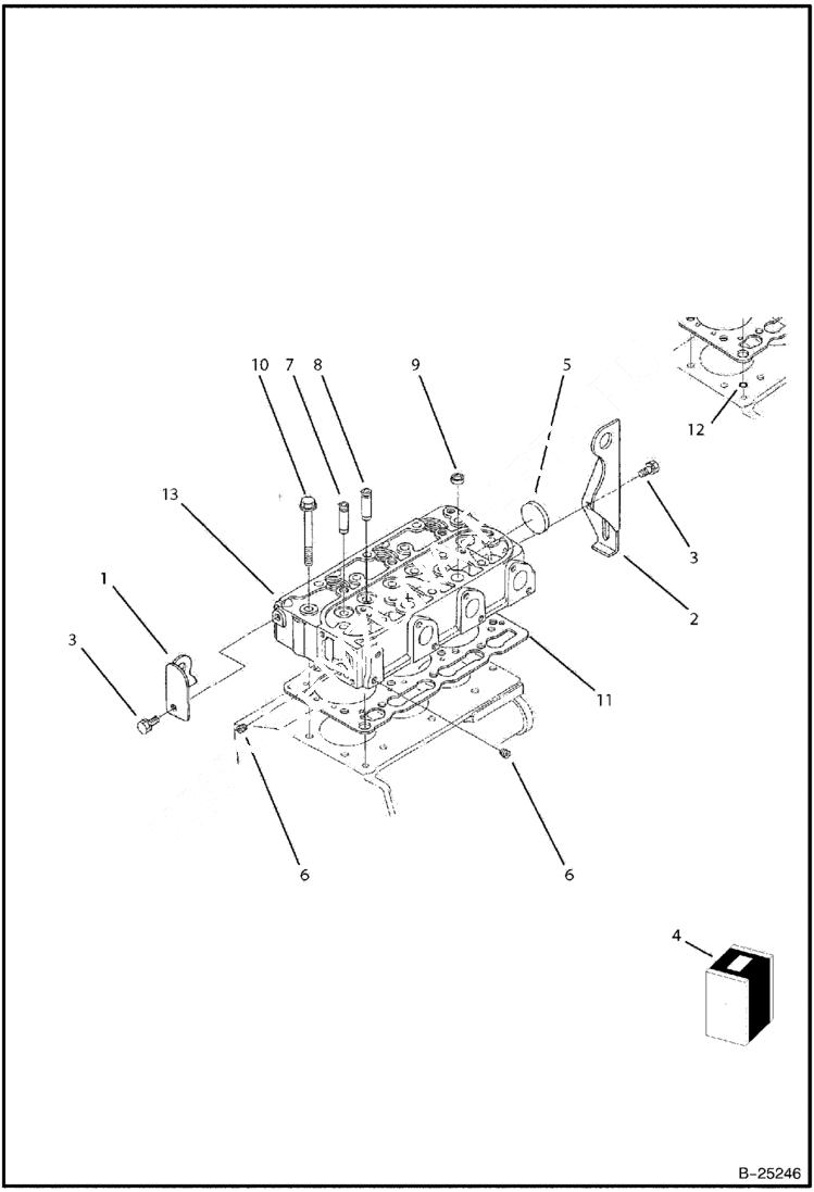 Схема запчастей Bobcat B250 - CYLINDER HEAD Tier II 5729 11001 & Abv POWER UNIT