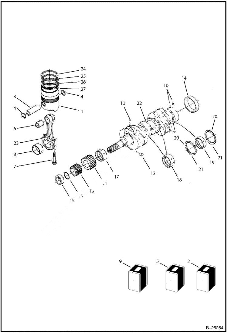 Схема запчастей Bobcat B250 - PISTON & CRANKSHAFT Tier II 5729 11001 & Abv POWER UNIT