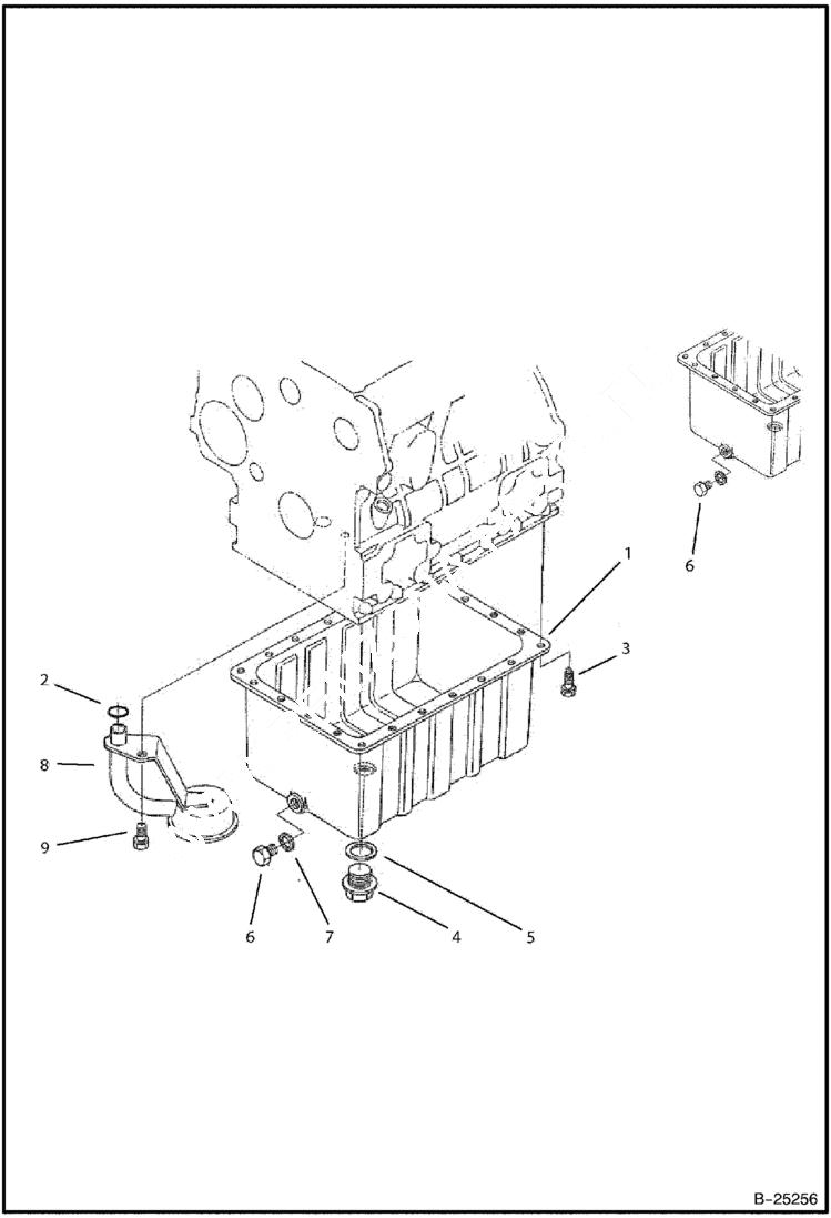 Схема запчастей Bobcat B250 - OIL PAN Tier II 5729 11001 & Abv POWER UNIT