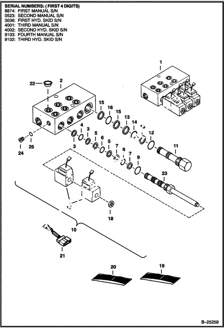 Схема запчастей Bobcat PLANERS - PLANER (Hydraulic Valve) (303600101 & Above) Loader