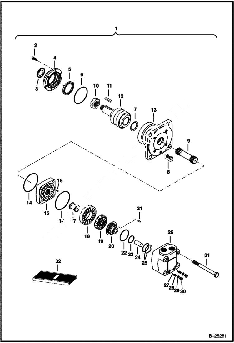 Схема запчастей Bobcat STUMP GRINDER - STUMP GRINDER (Motor) (Sauer) (SGX60 A00700101 - 00999) Loader