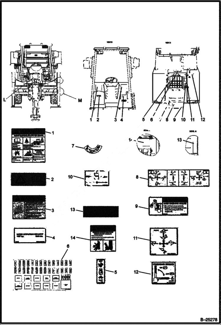 Схема запчастей Bobcat BL275 - DECALS BL275 ACCESSORIES & OPTIONS