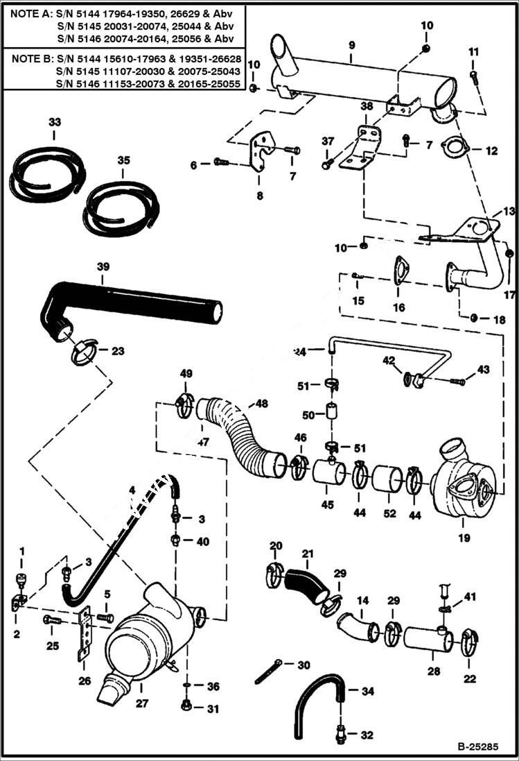 Схема запчастей Bobcat 800s - ENGINE & ATTACHING PARTS (Air Cleaner, Muffler) (S/N 5144 15610, 5145 11107, 5146 11153 & Above) POWER UNIT