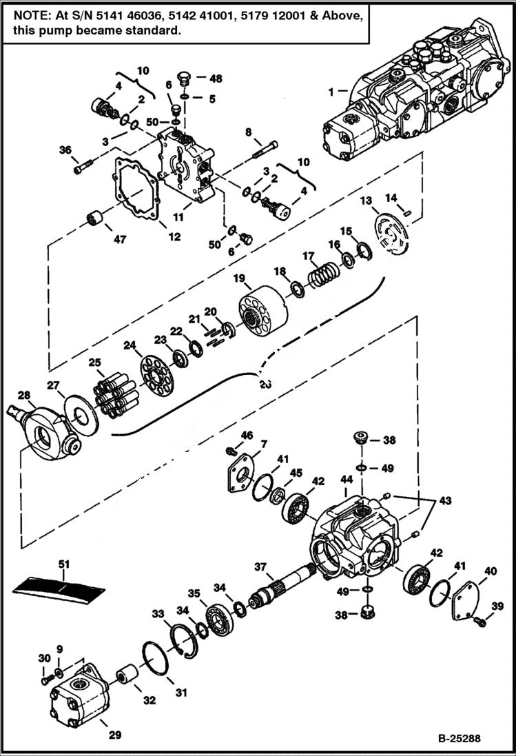 Схема запчастей Bobcat 800s - HYDROSTATIC PUMP (2-Speed) (Right Half) HYDROSTATIC SYSTEM