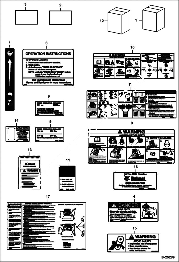 Схема запчастей Bobcat S-Series - DECALS (Inside) ACCESSORIES & OPTIONS