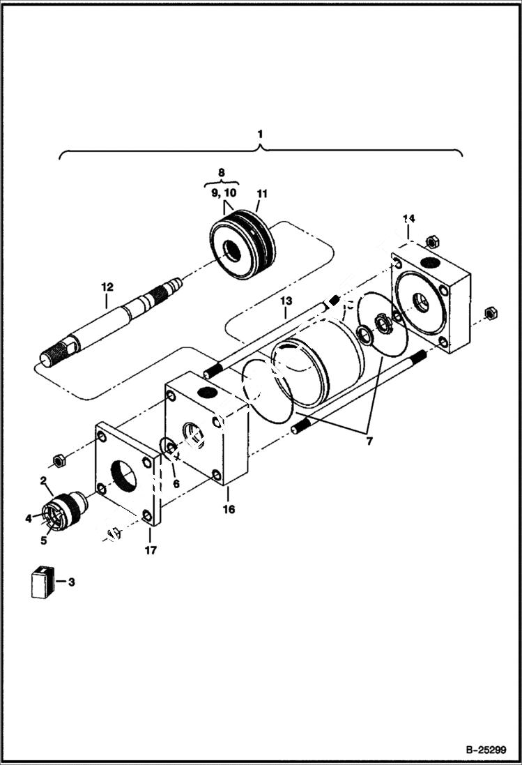 Схема запчастей Bobcat CONCRETE PUMP - SHUTTLE CYLINDER Concrete Pump - S/N Prefix 2354 Loader