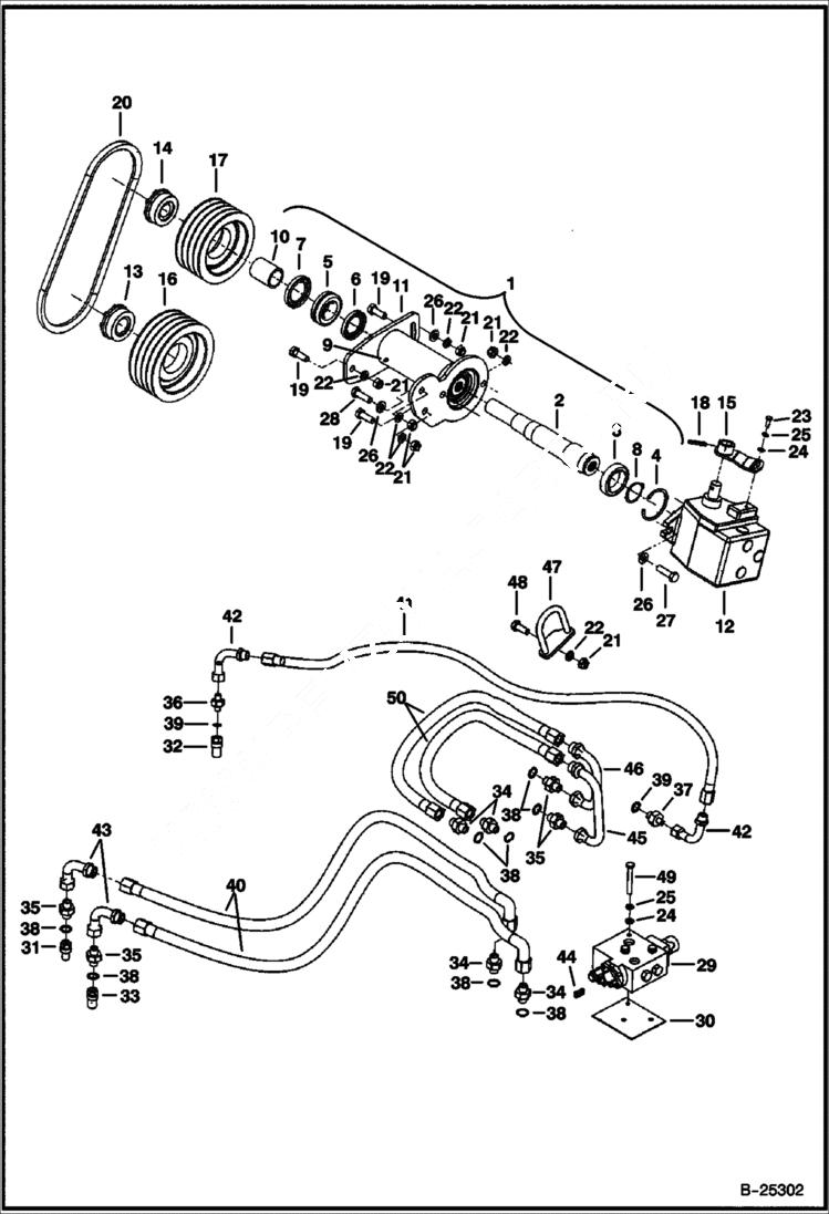 Схема запчастей Bobcat FLAIL CUTTER - FLAIL CUTTER - EUROPE ONLY (Hydraulics & Drive Shaft) (FC155) Loader